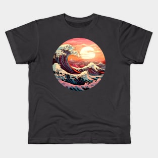 Japan great Wave of Kanagawa Art - Rising Sun Kids T-Shirt